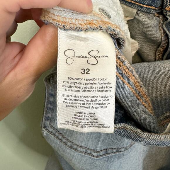Jessica Simpson Jeans Womens 32 Cotton Blend Floral Distress Denim Pants Blue - Picture 10 of 10